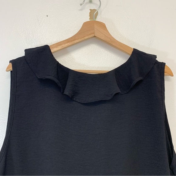 FLS Apparel Womans Black Top 3X Ruffle V Neckline Sleeveless Classic Basic - Picture 5 of 9